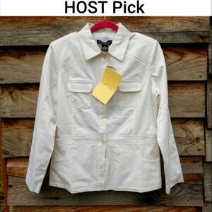 🎉HOST PICK🎉  Blazer Lab Jacket Ivory White Color OVC Teflon Fabric